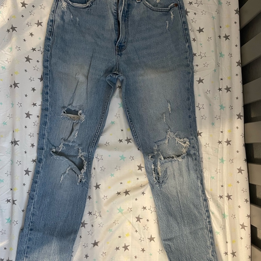 Abercrombie & Fitch Light Blue Distressed Boyfriend Jeans